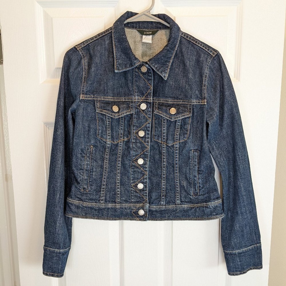 J. Crew Women's Blue Dark Wash Denim Trucker Jean Jacket Style 82535 Size Small